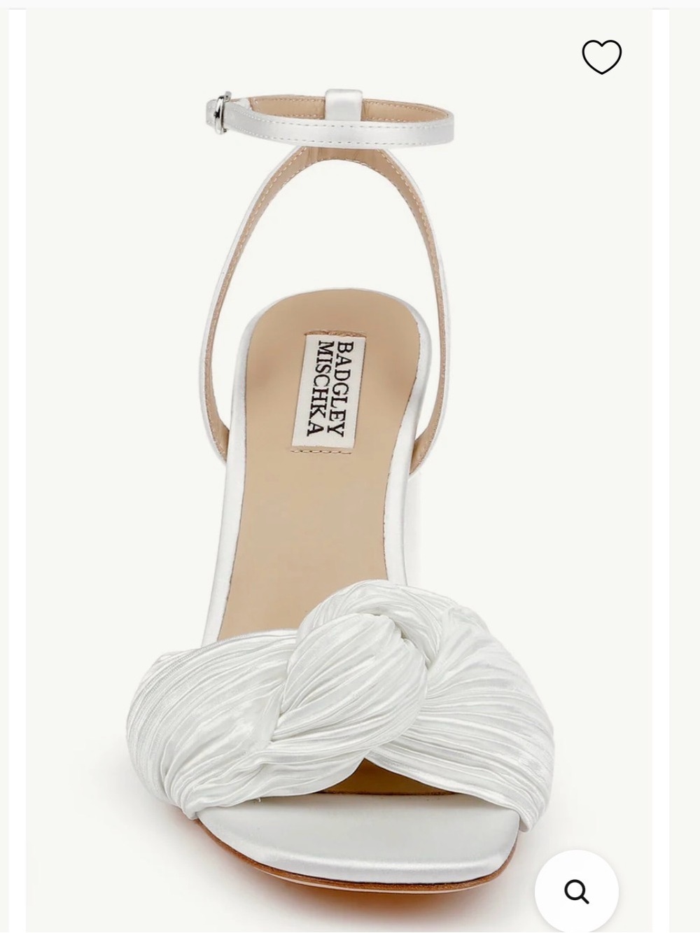 Badgley Mischka White Knotted Ankle-Strap Block Heel Sandal 6.5